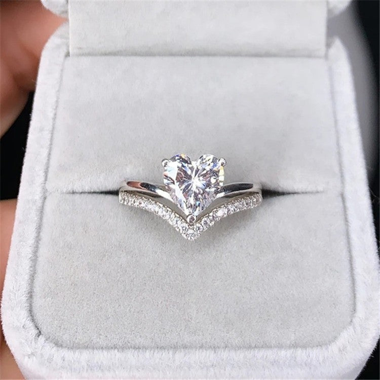 Remy | Heart Crystal Stacking Ring Set