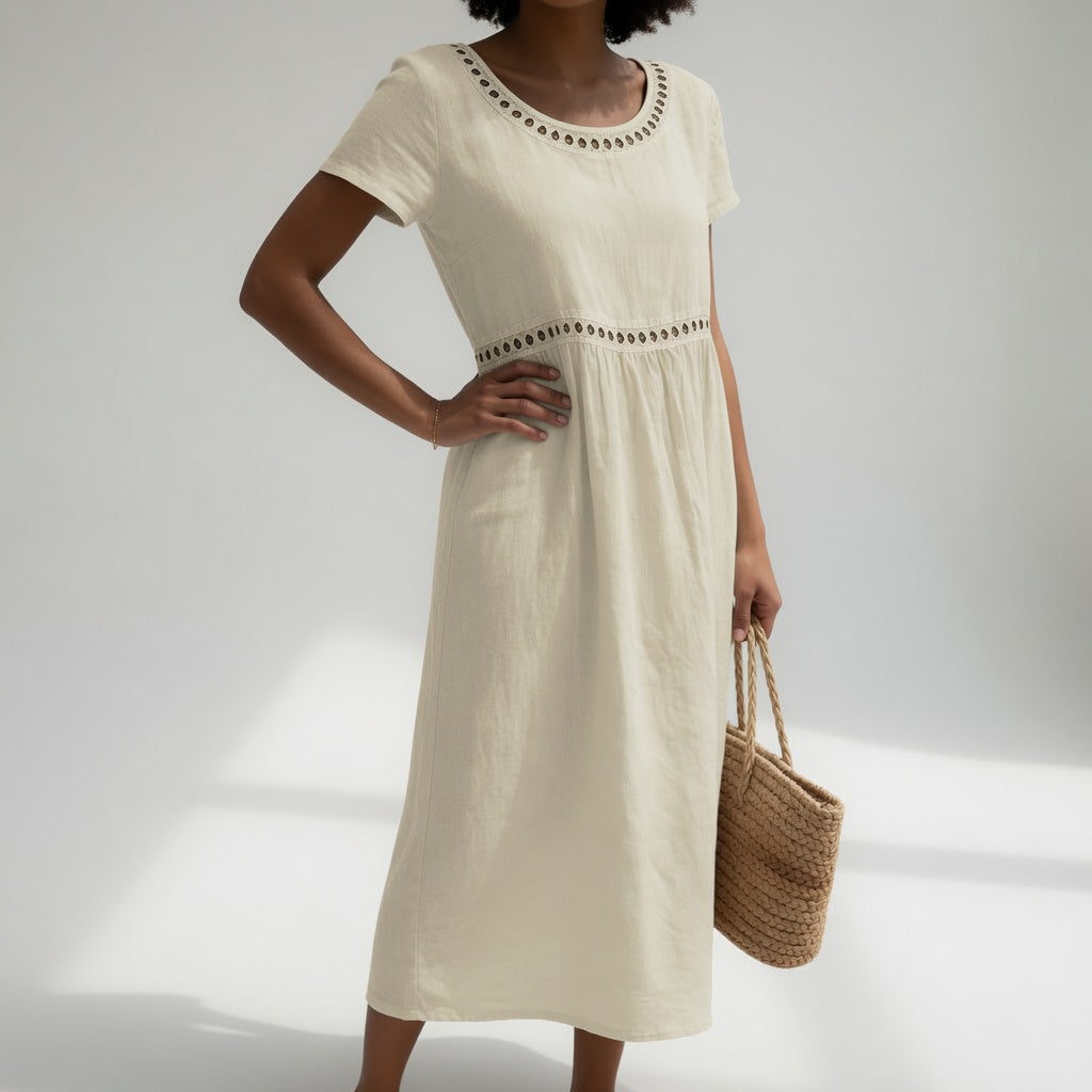 Juliet | Eyelet Trim Midi Dress