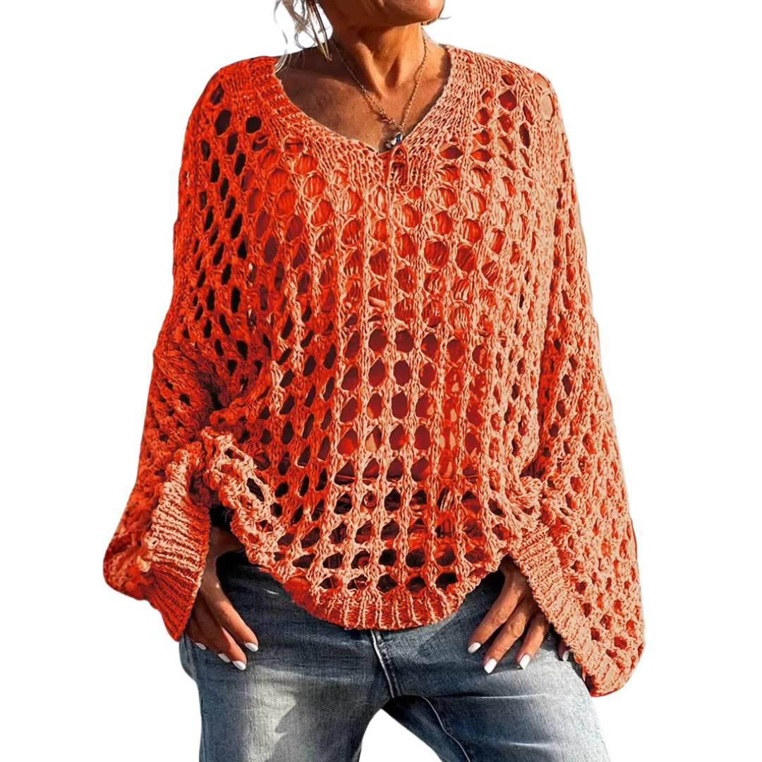 Solène | Relaxed Openwork Knit Sweater