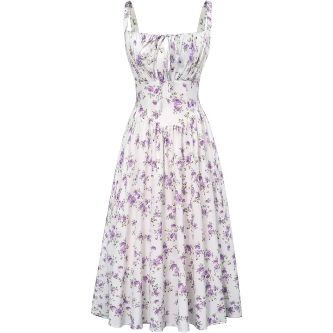 Camille | Floral Tie-Waist Midi Dress