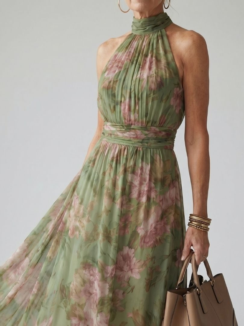 Ondine | Gathered Halter Midi Dress