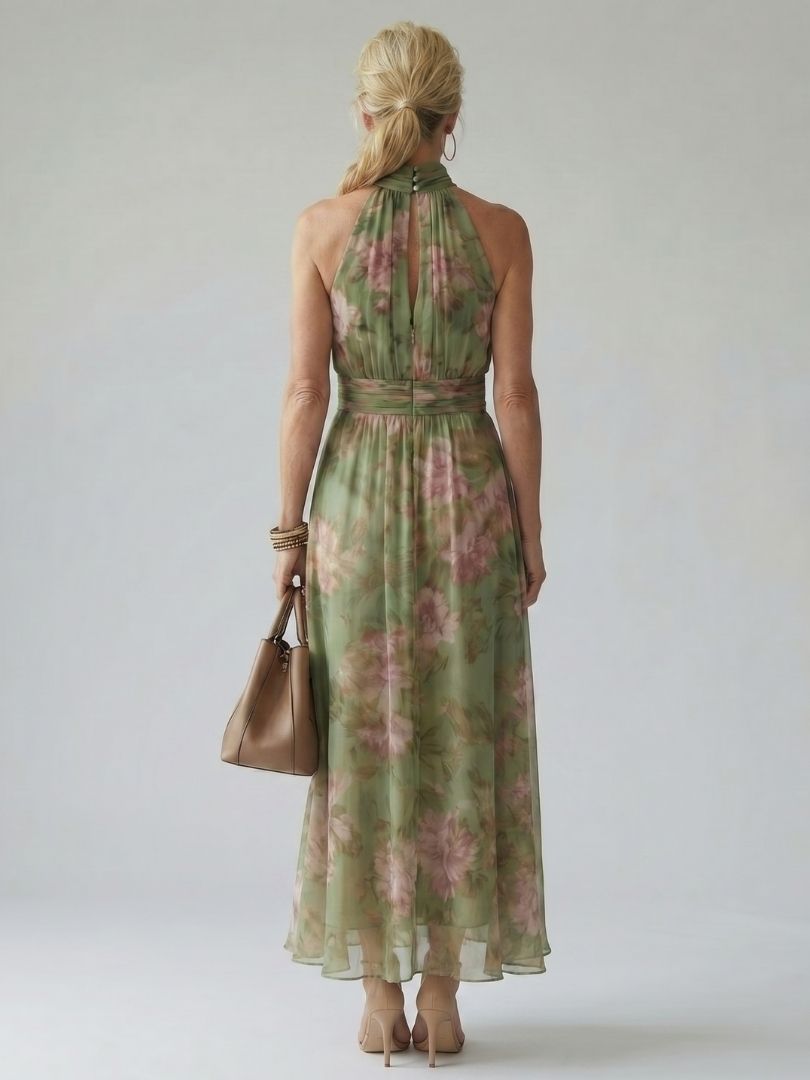 Ondine | Gathered Halter Midi Dress