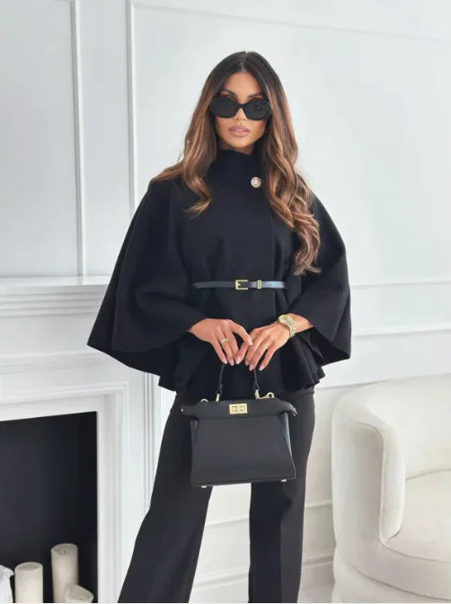 Vivienne | High-Neck Cape Sleeve Jacket