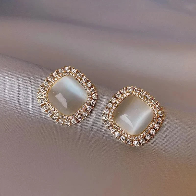 Ulla | Square Opal CZ Crystal Stud Earrings