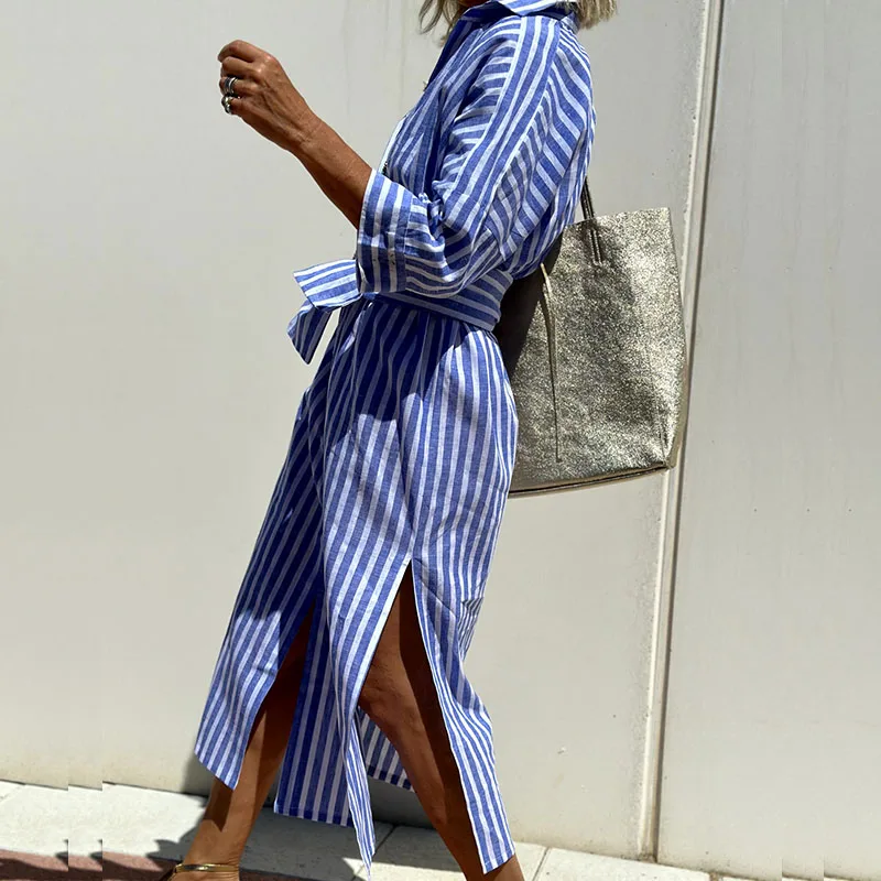 Céleste | Striped Tailored Shirt Dress