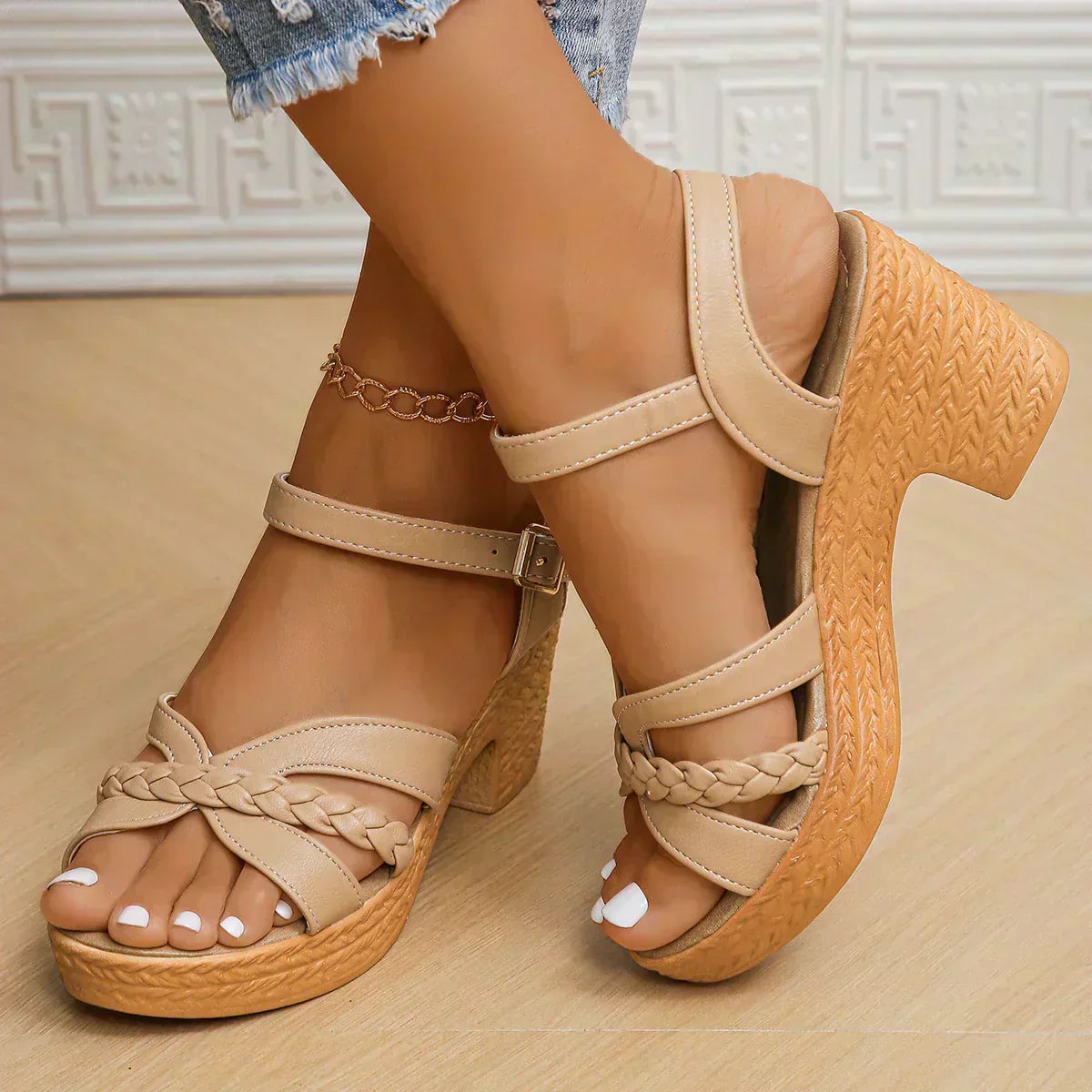 Madison | Braided Block-Heel Comfort Sandals