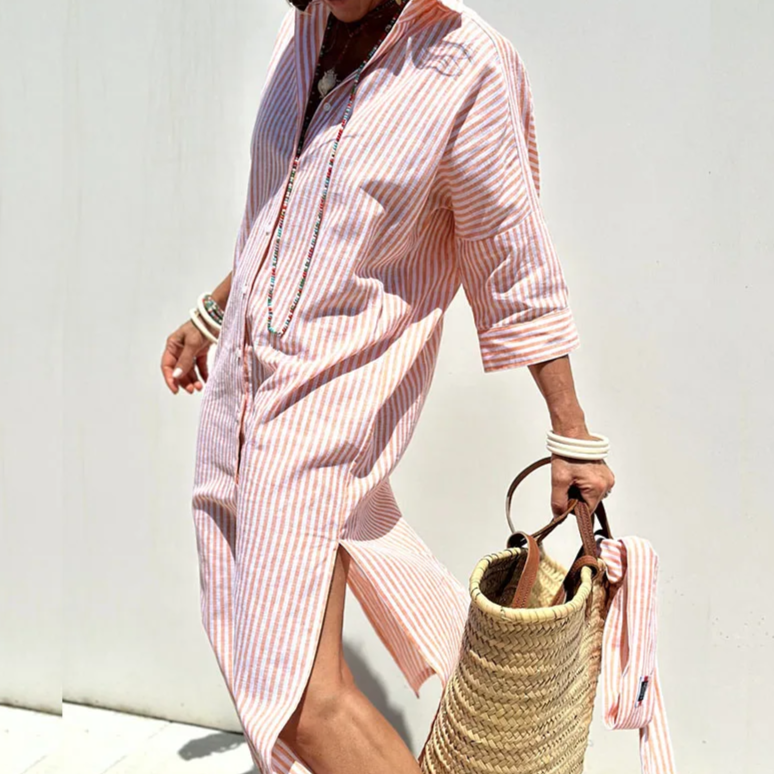 Céleste | Striped Tailored Shirt Dress