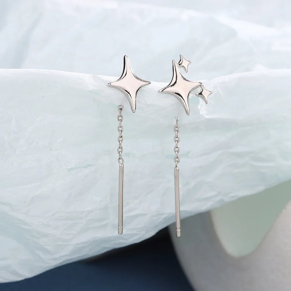 Reese | Sterling Silver Star Chain Earrings