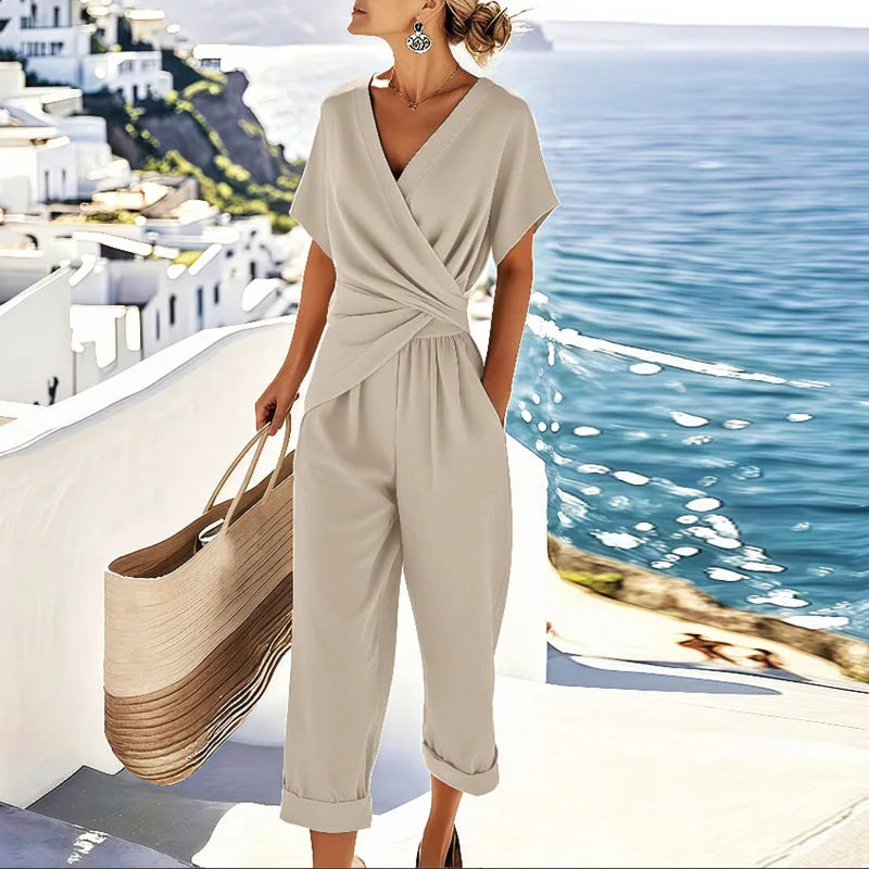 Sharon | Wrap-Front Two-Piece Linen Set