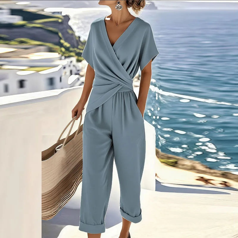 Sharon | Wrap-Front Two-Piece Linen Set