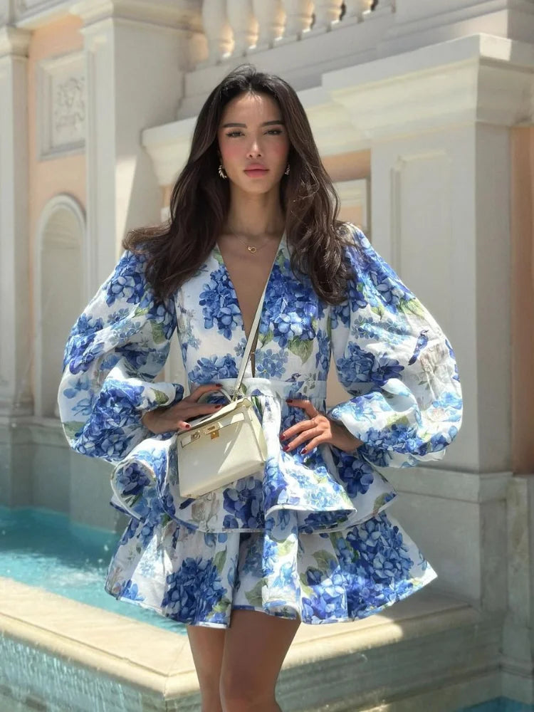 Brenda | Elegant Flounce Dress Lantern Sleeves