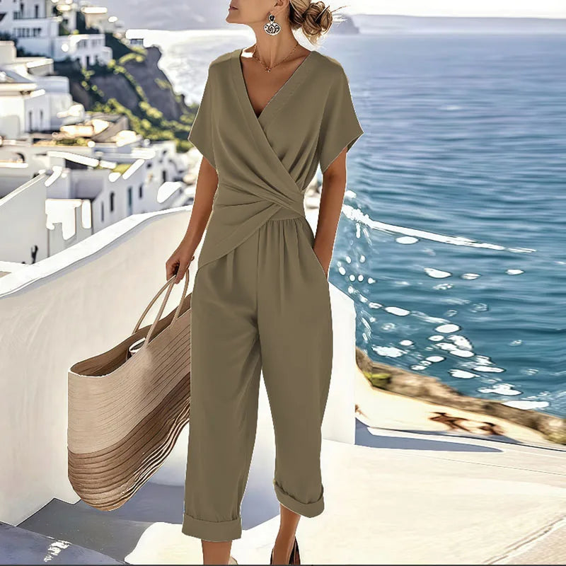Sharon | Wrap-Front Two-Piece Linen Set