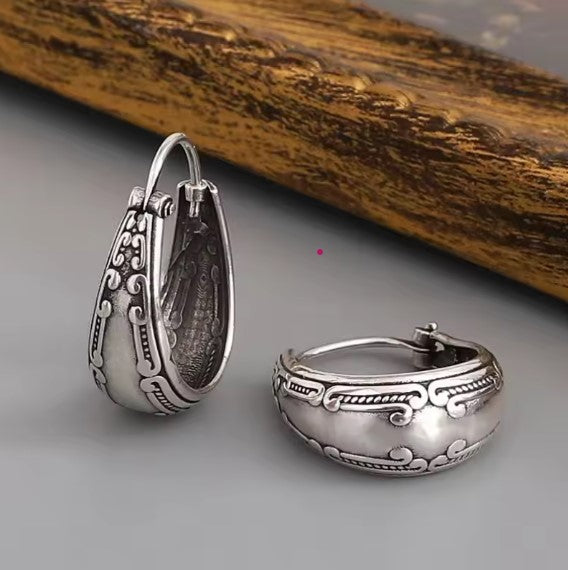 Barbara | Silver Mandala Drop Earrings