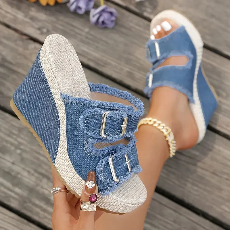 Florinda | Fray-Edge Wedge Sandals