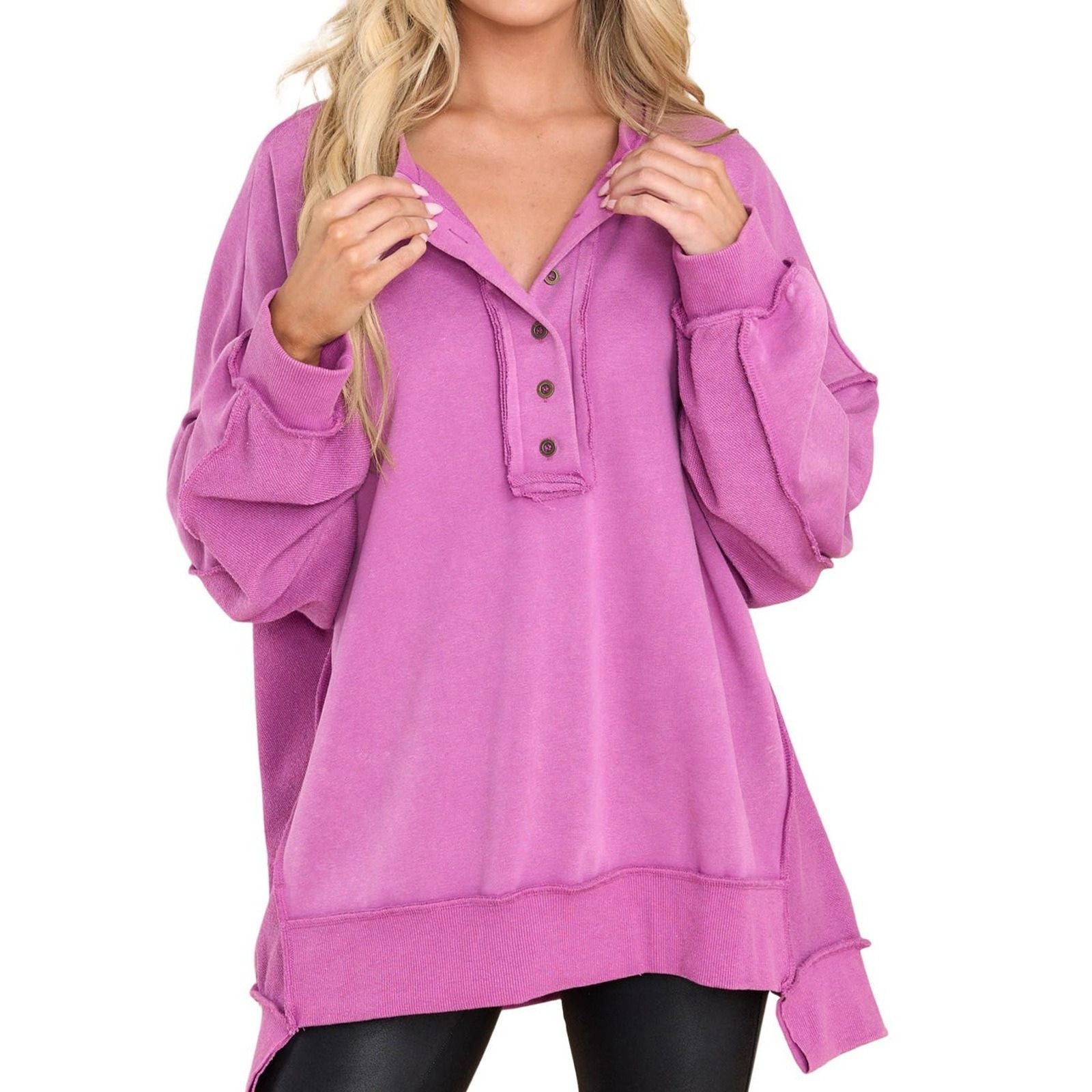 Leilani | Oversized Quarter-Button Sweatshirt
