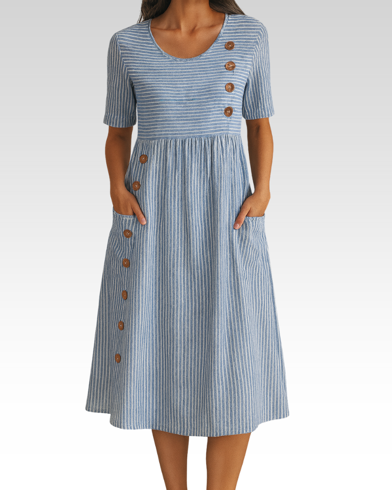 Blanche | Flattering Striped Midi Dress