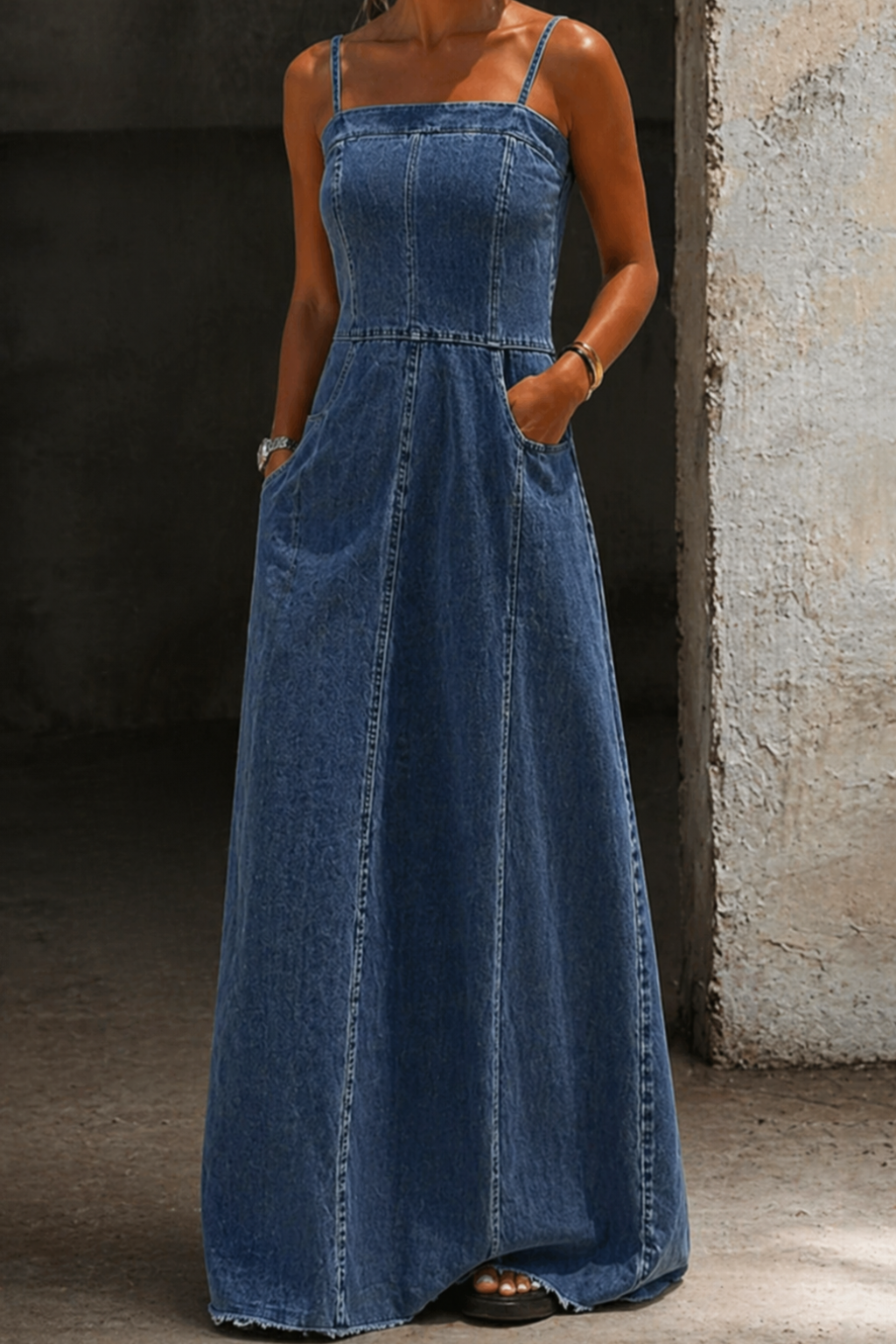 Cara | Vintage Acid Wash Denim Maxi Dress
