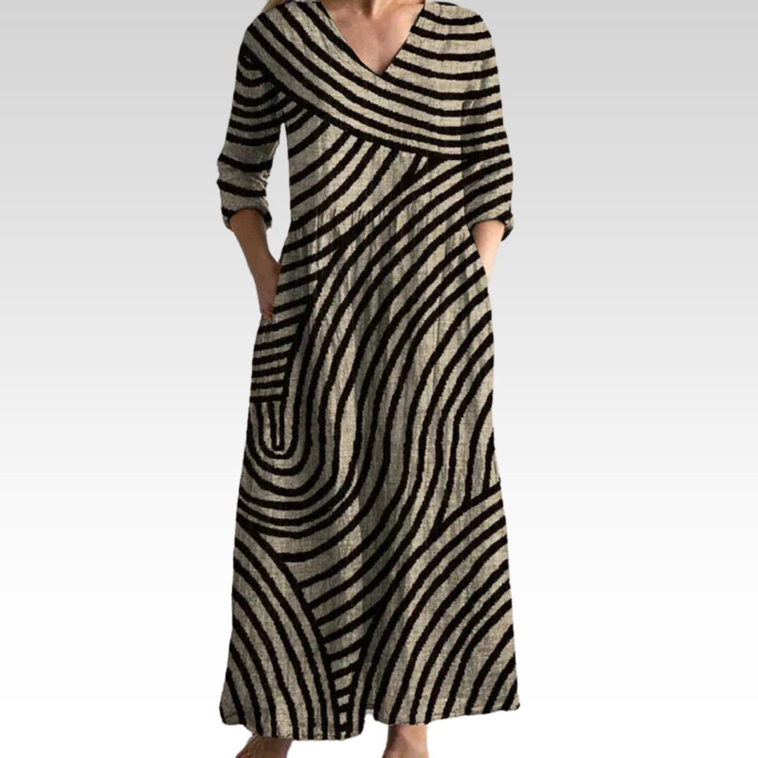 Yvonne | Swirl-Print Flattering Day Dress