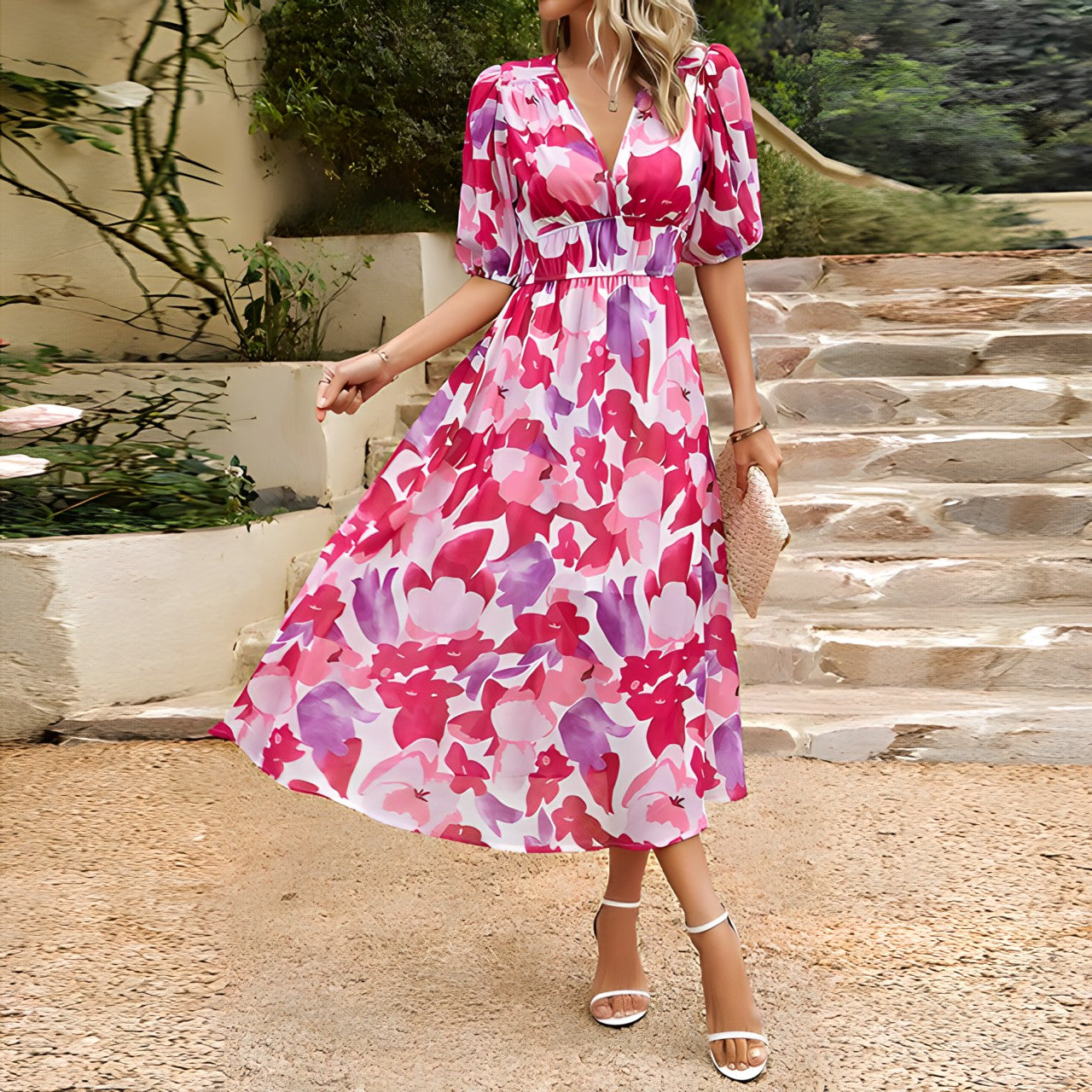 Céleste | Floral Chiffon Midi Dress