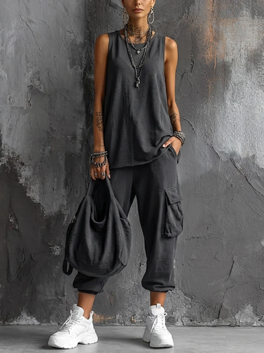 Jewel | Sleeveless Vest & Jogger Cargo Set
