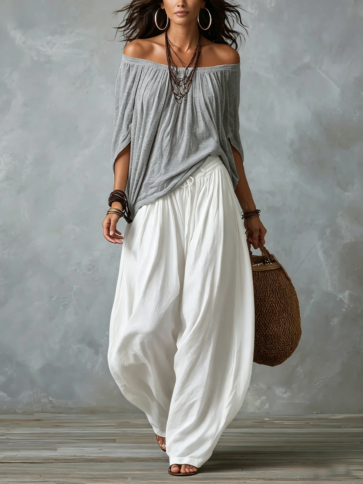 Kanya | Off-Shoulder Top & Lantern Pants Set
