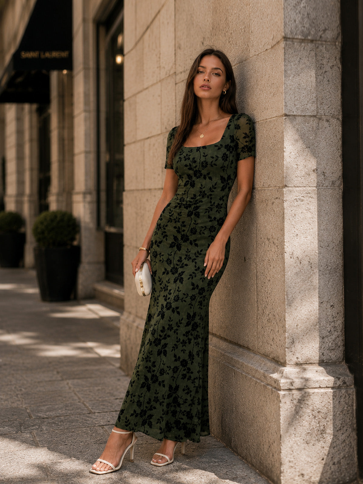 Montana | Floral Square Neck Mermaid Maxi Dress