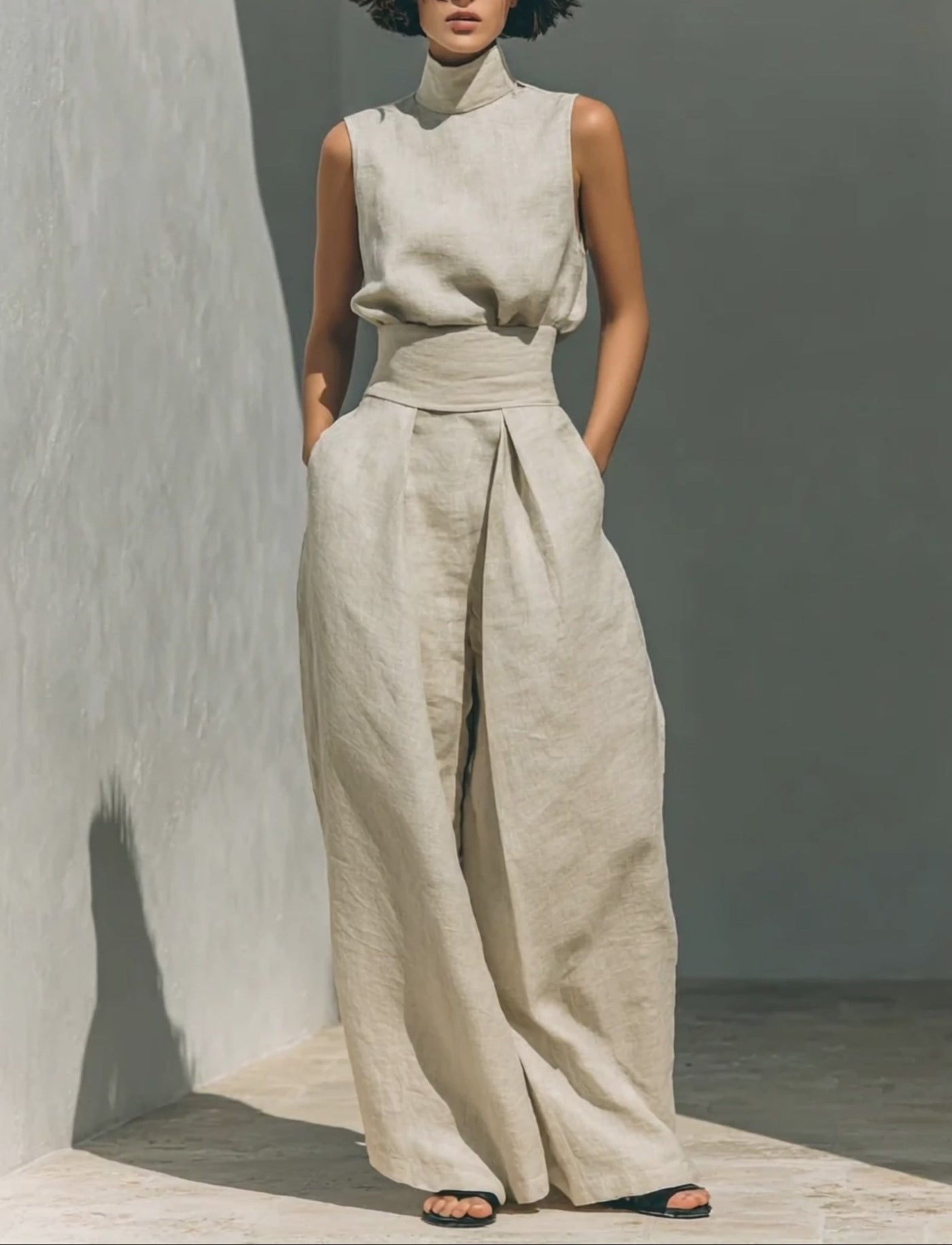 Aviana | Minimalist Wide-Leg Linen Set