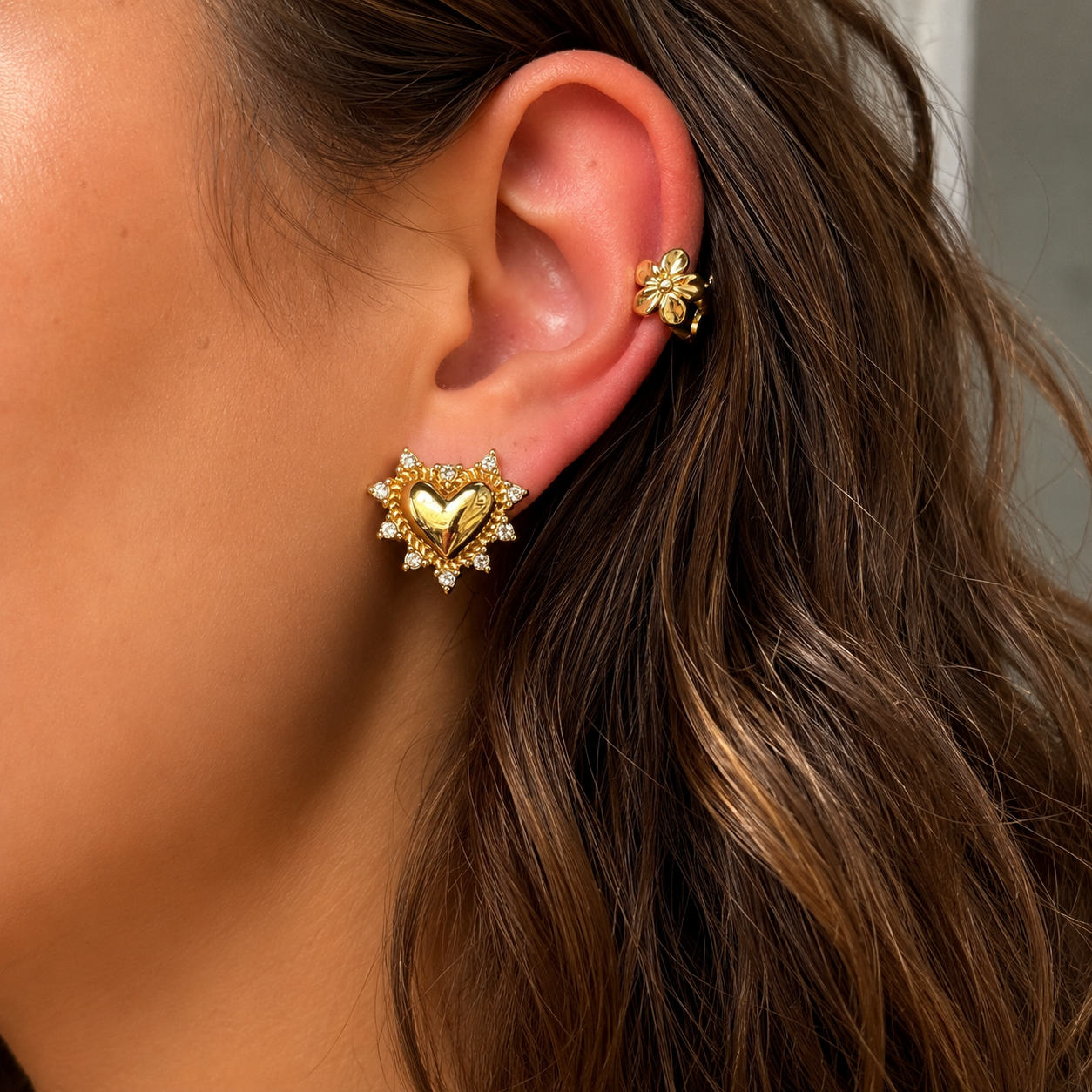 Margrit | Floral Gold Ear Cuffs