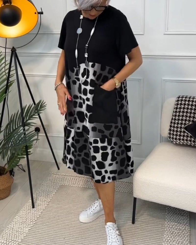 Peggie | Printed Midi Dress with Pockets