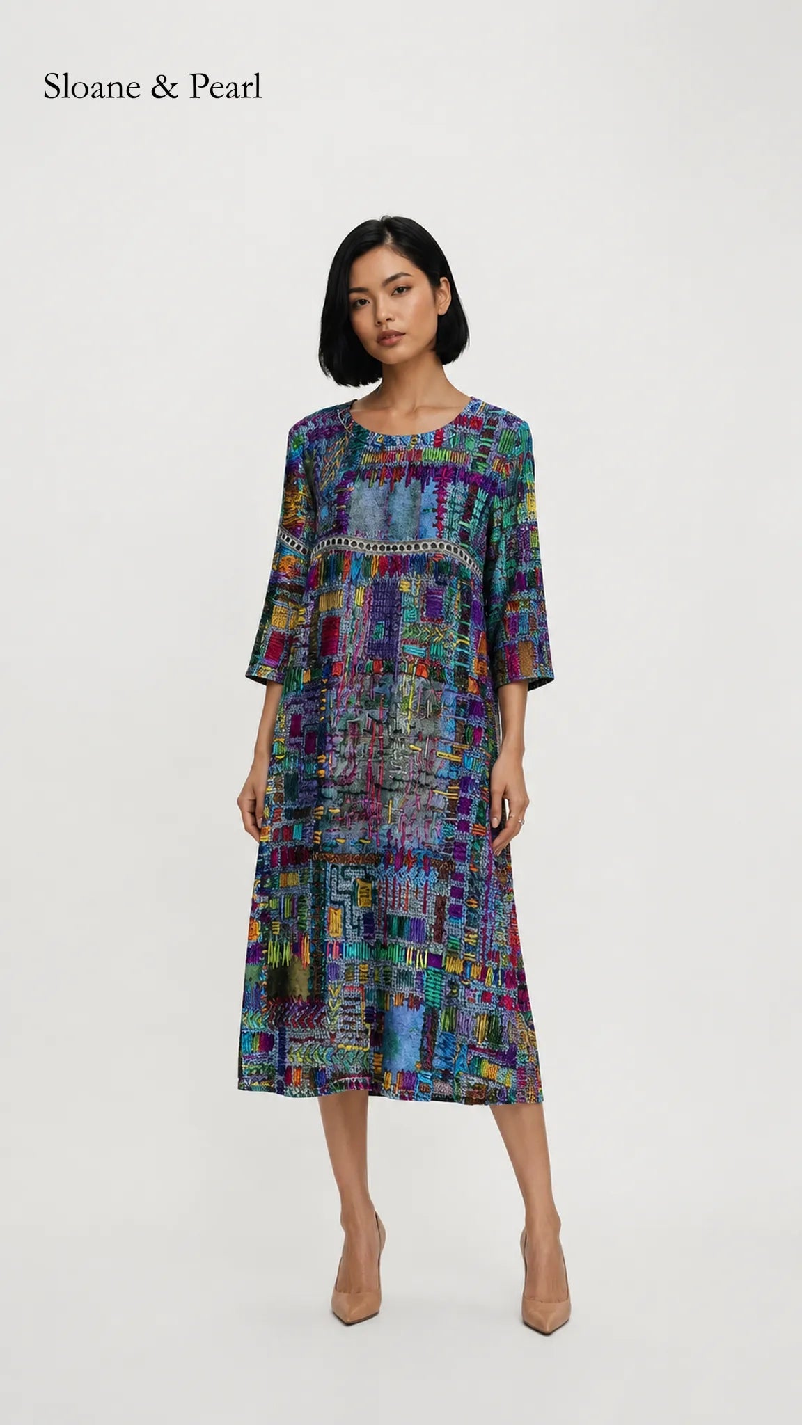 Oona | Denim Dress with Ethnic Patchwork