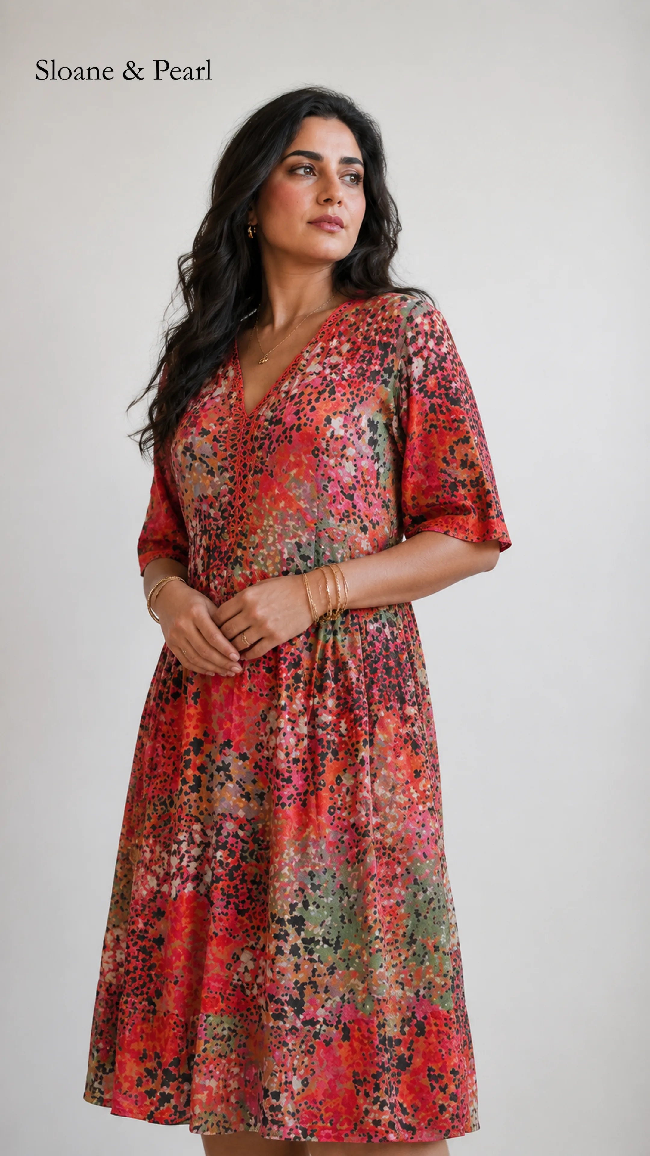 Vonnie | Vibrant Midi Dress Drape