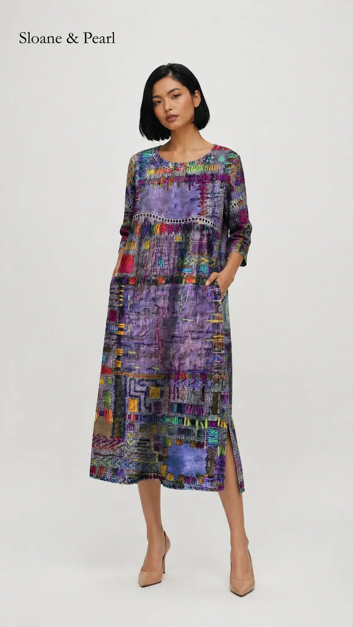 Oona | Denim Dress with Ethnic Patchwork