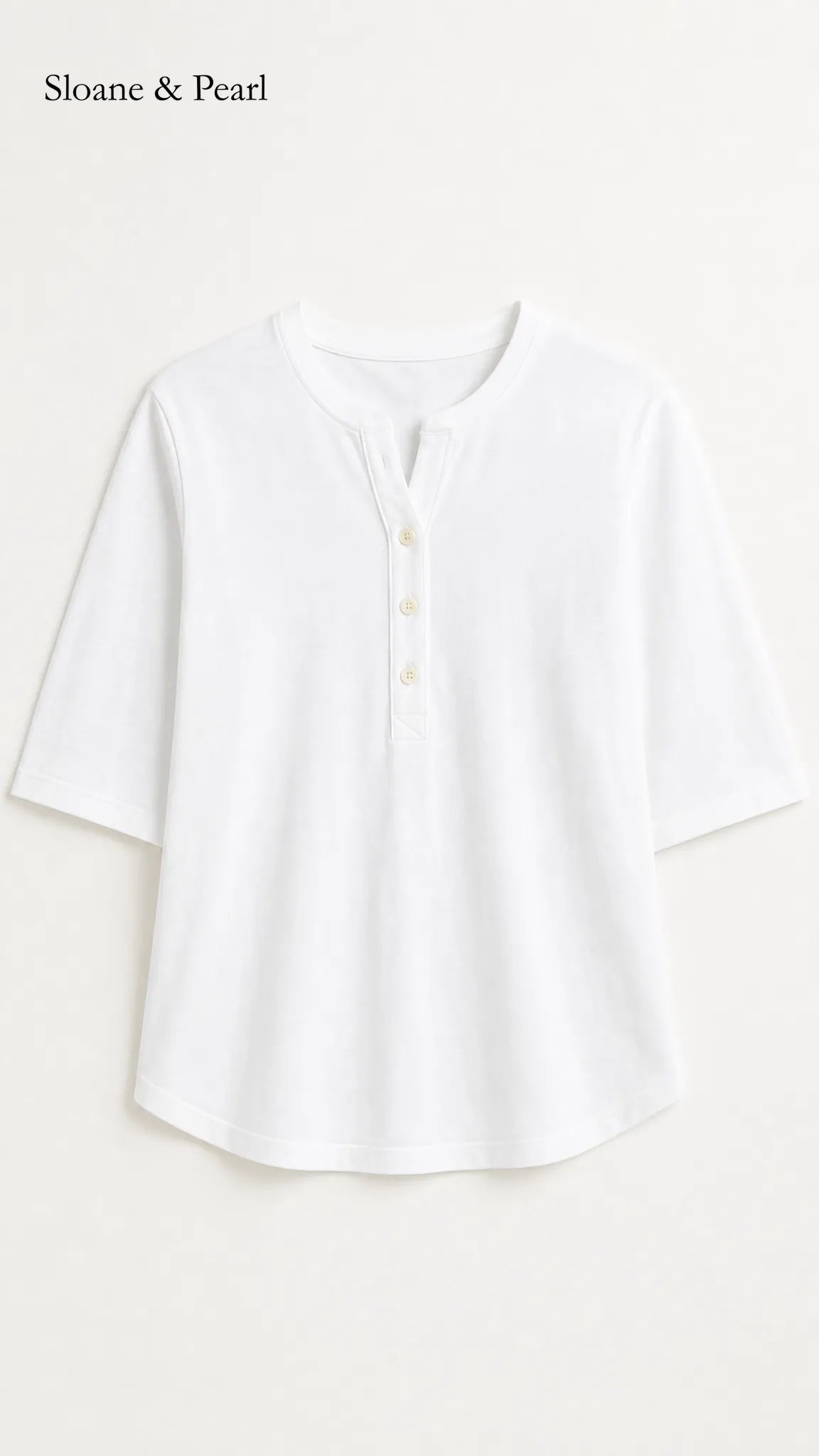 Liana | Cotton Henley Top With Button Detail