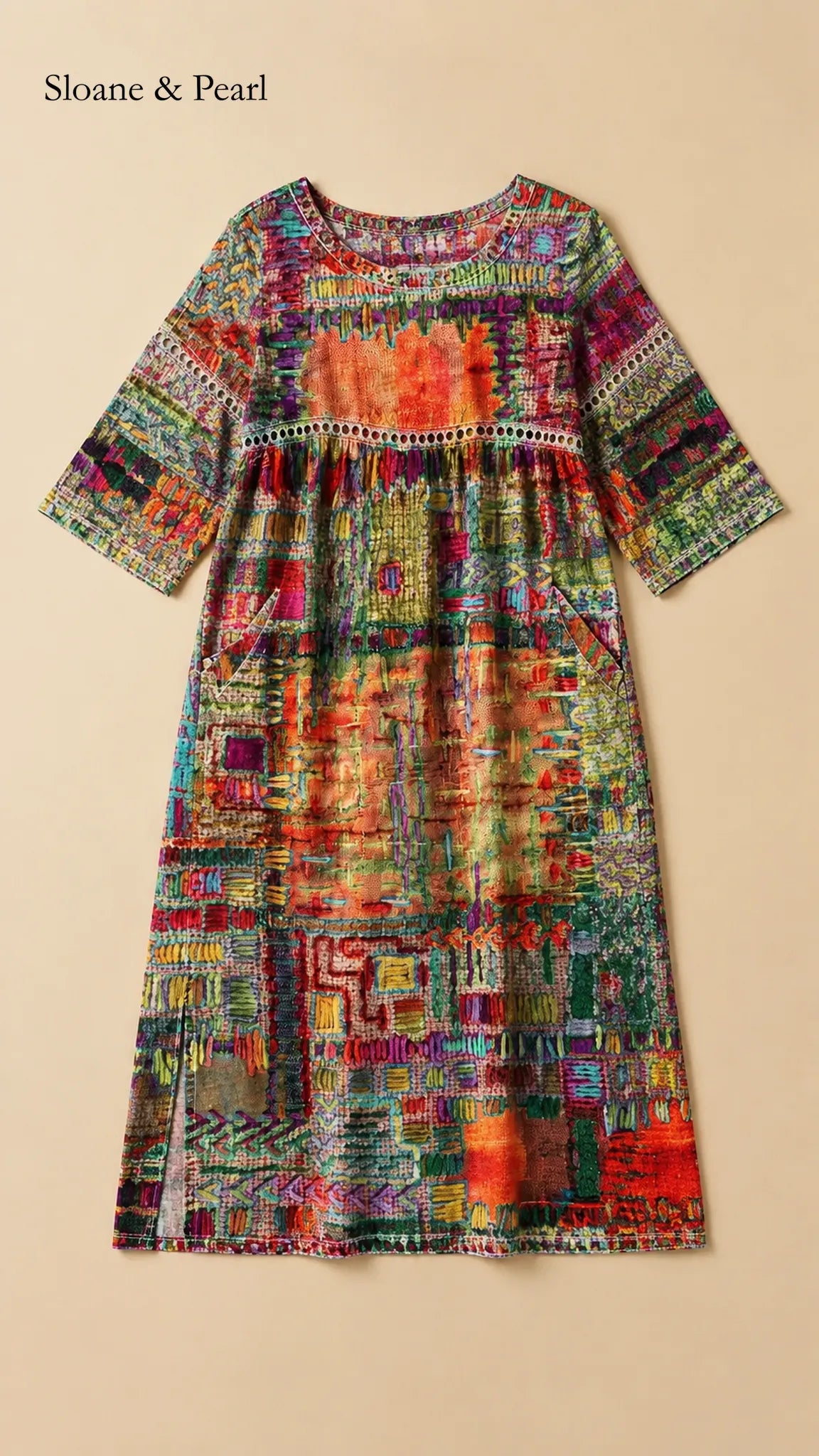 Oona | Denim Dress with Ethnic Patchwork