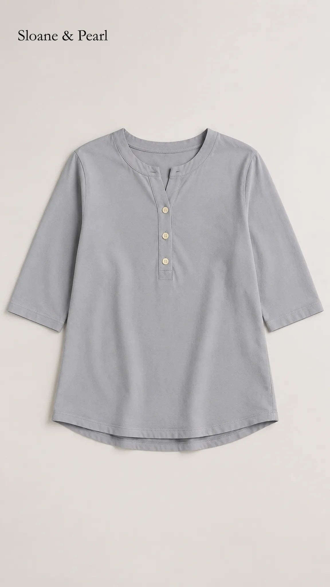 Liana | Cotton Henley Top With Button Detail