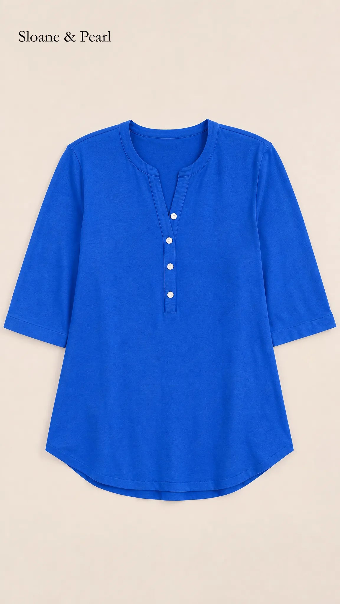 Liana | Cotton Henley Top With Button Detail
