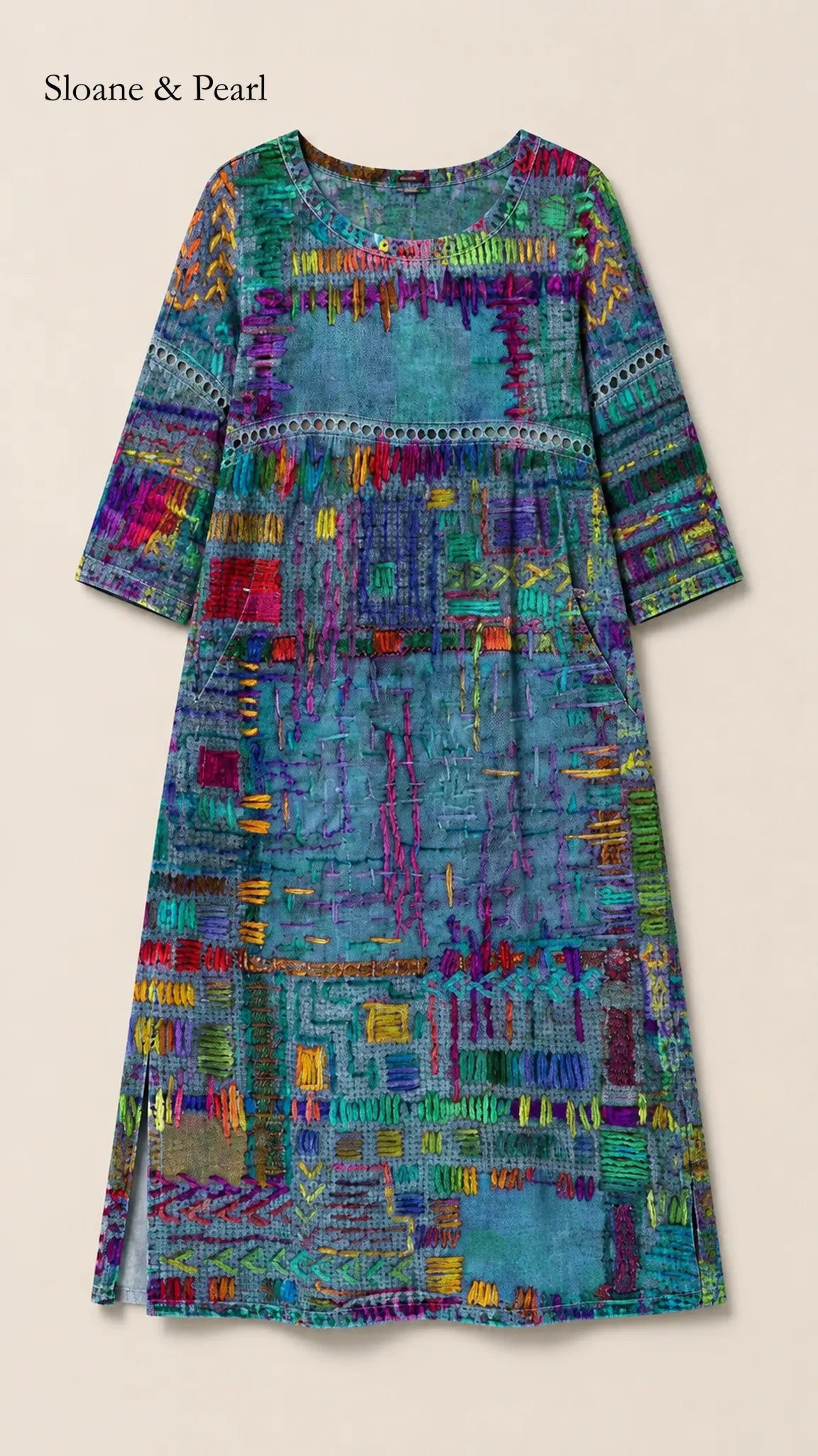 Oona | Denim Dress with Ethnic Patchwork