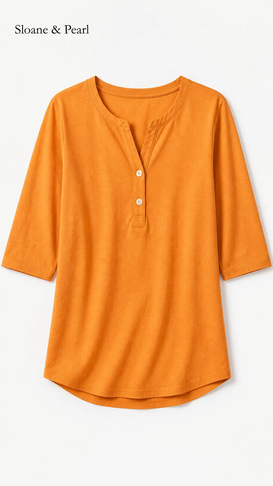 Liana | Cotton Henley Top With Button Detail