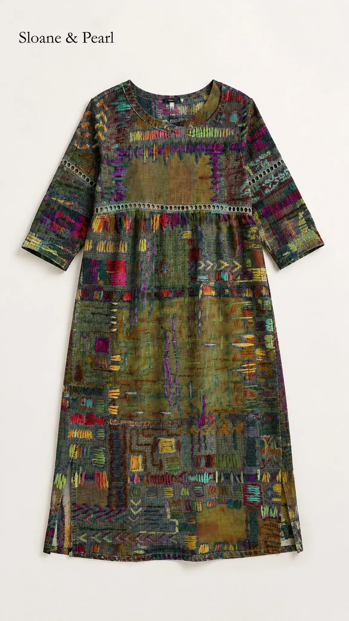 Oona | Denim Dress with Ethnic Patchwork
