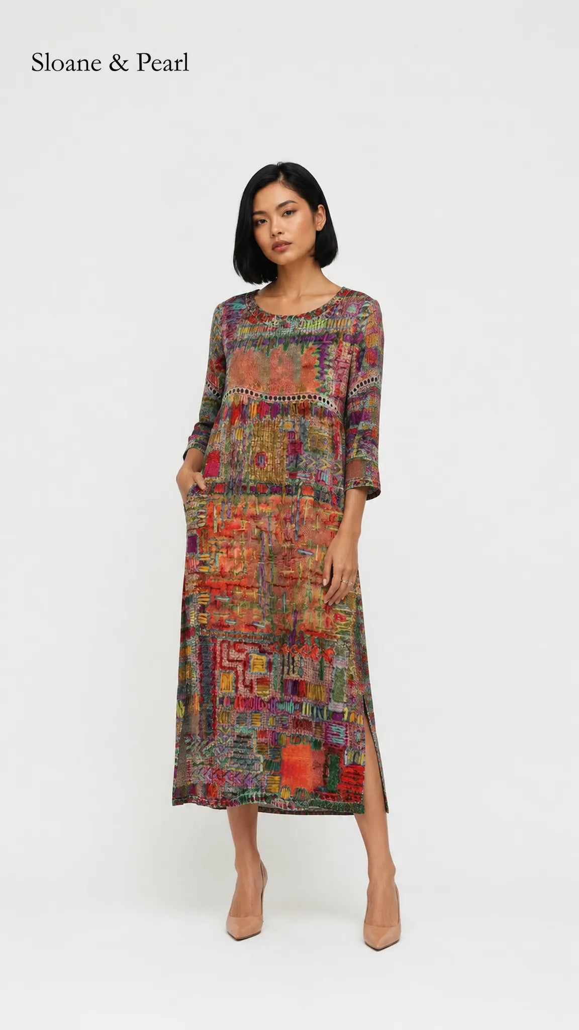 Oona | Denim Dress with Ethnic Patchwork