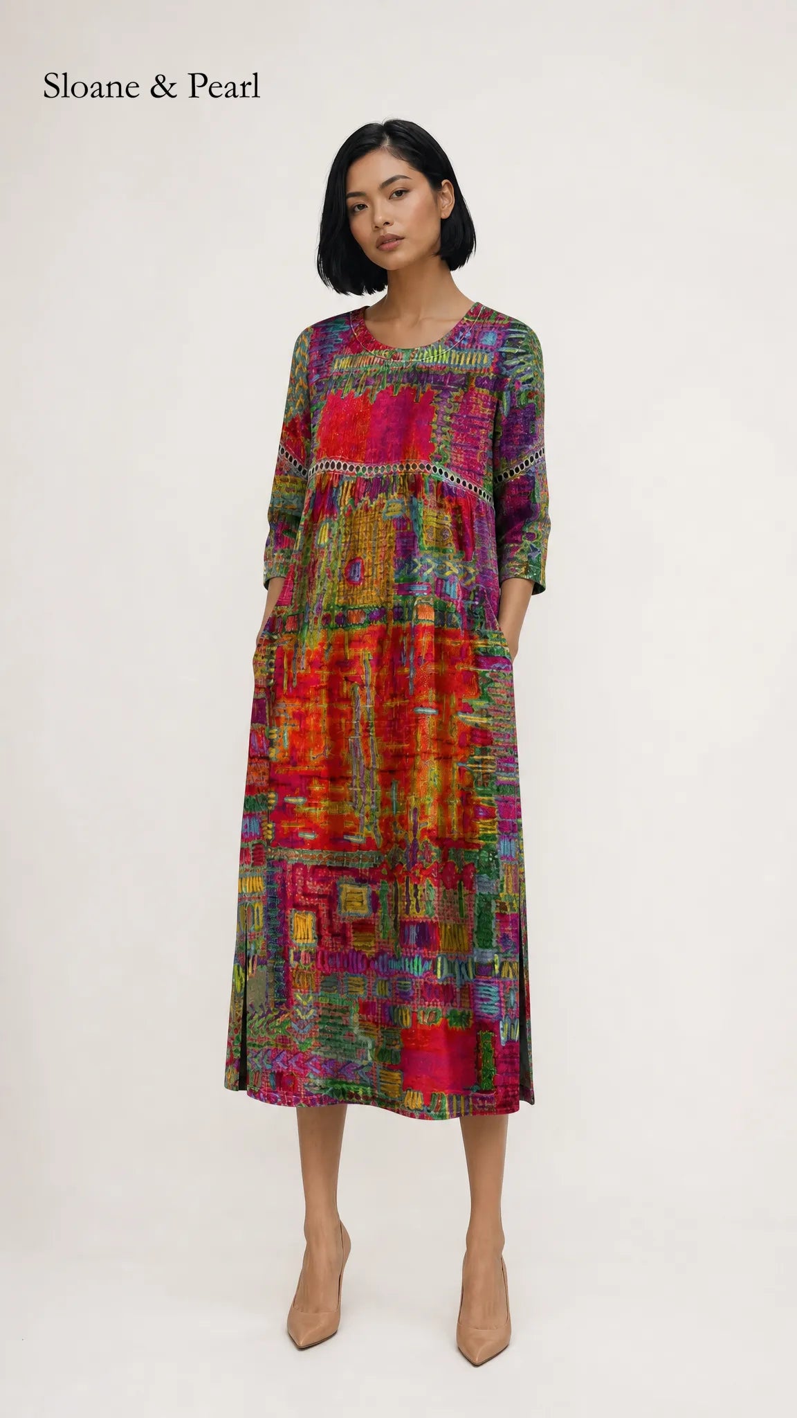 Oona | Denim Dress with Ethnic Patchwork