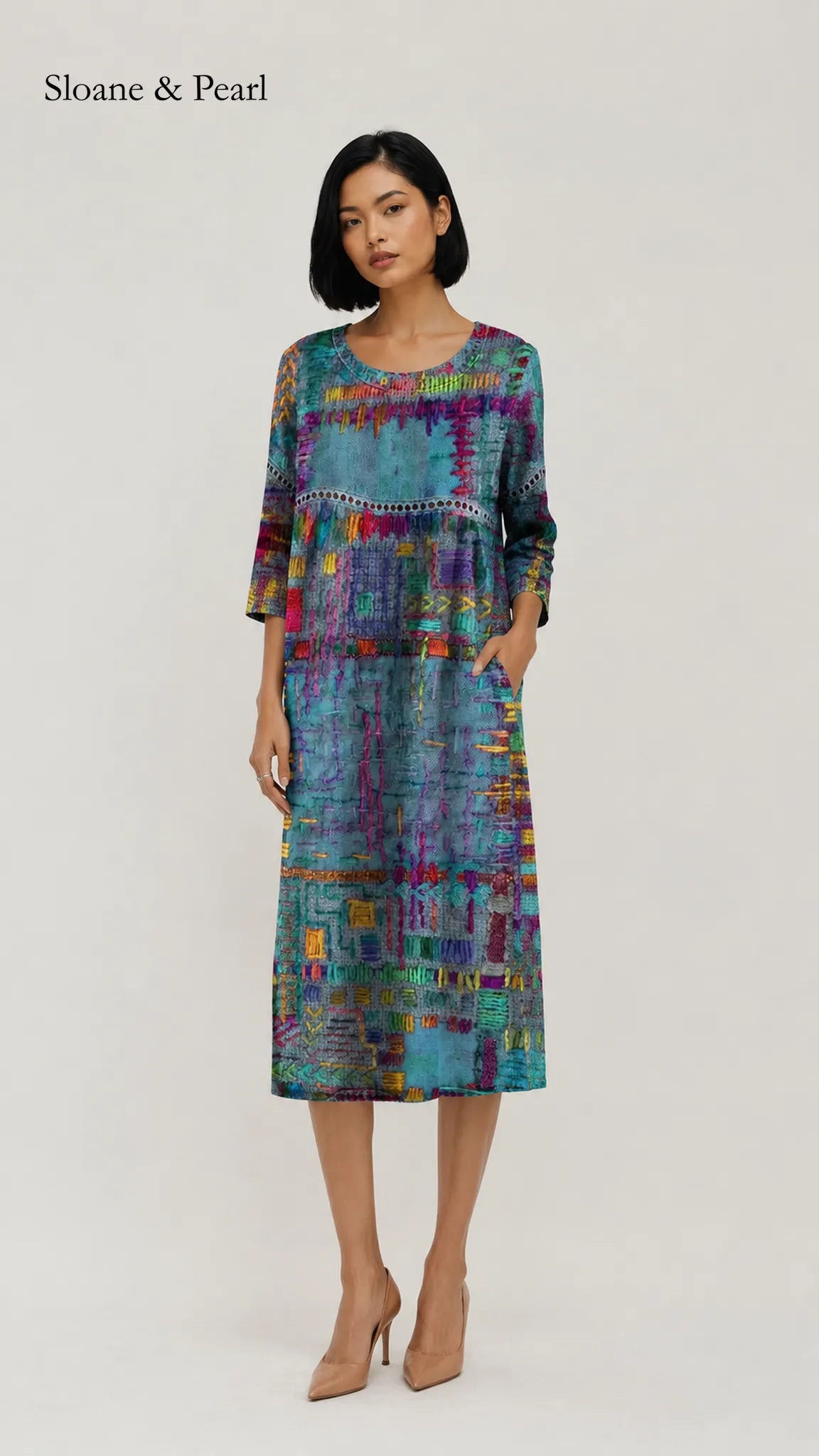 Oona | Denim Dress with Ethnic Patchwork