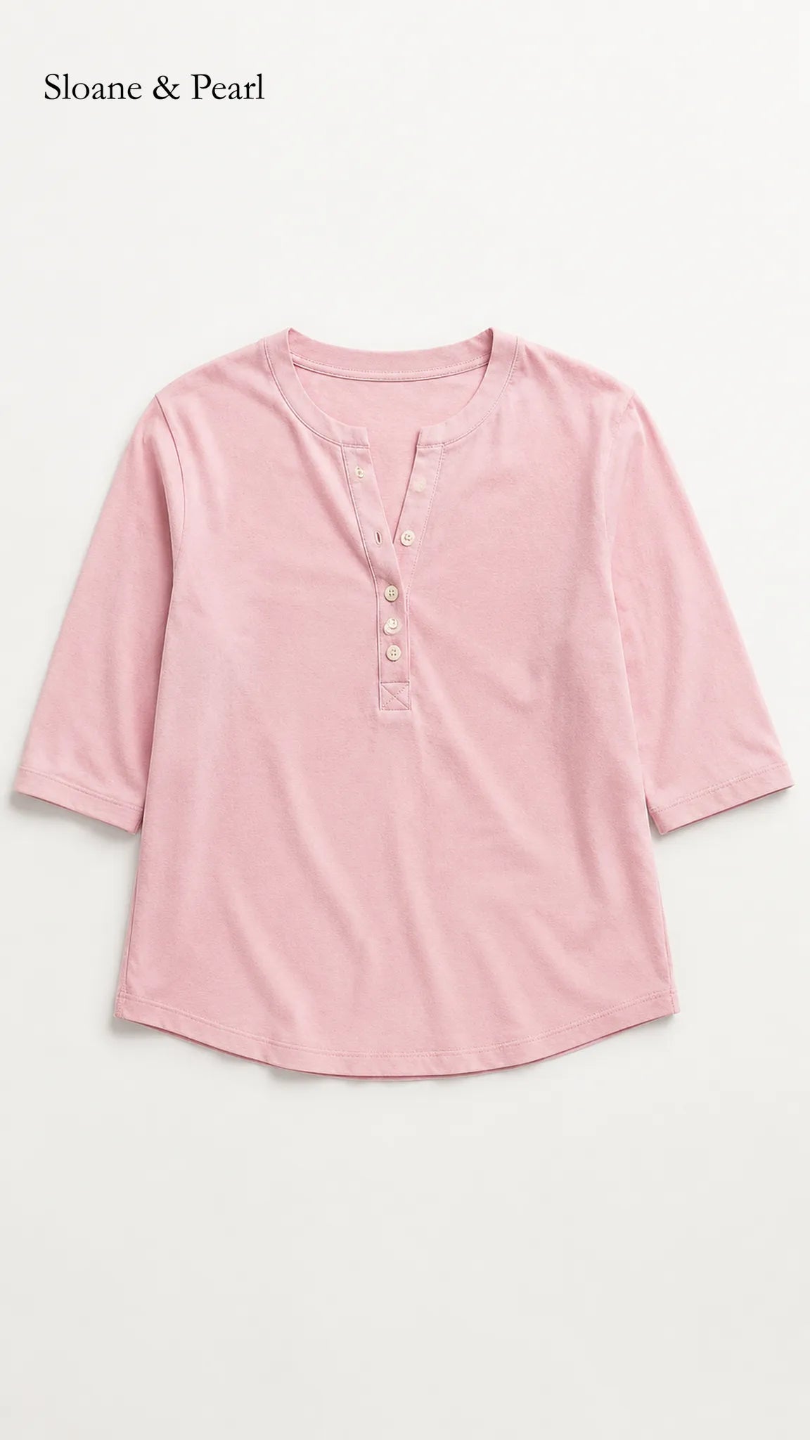 Liana | Cotton Henley Top With Button Detail