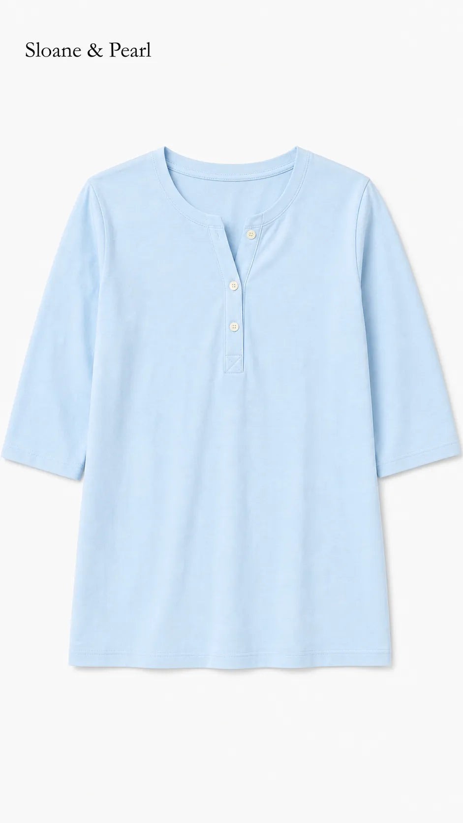 Liana | Cotton Henley Top With Button Detail