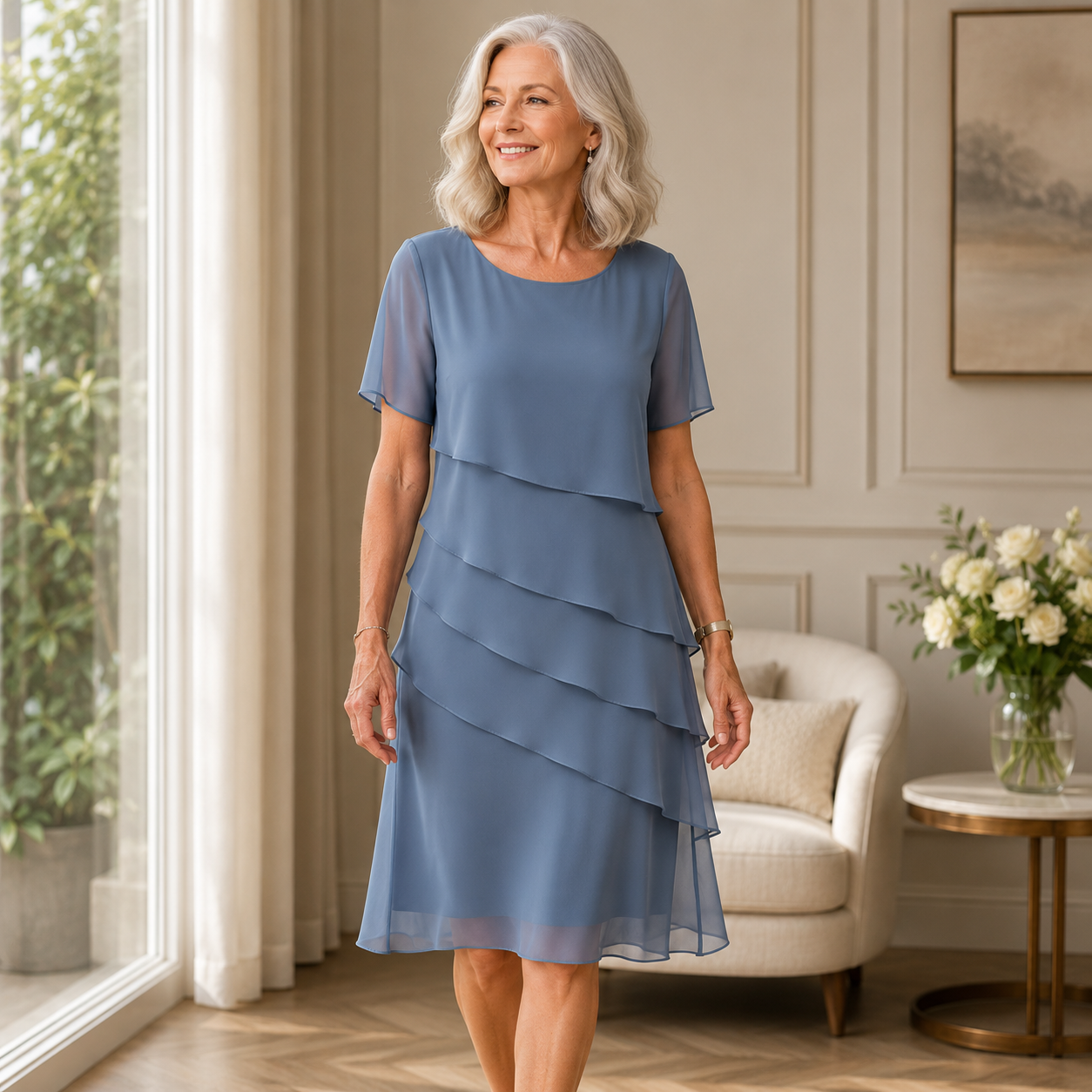 Isela | Ruffle Layered Flowing Dress