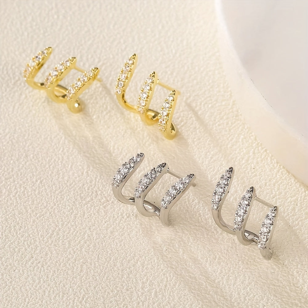 Ulrica | Rhinestone Three-Claw Drop Earrings