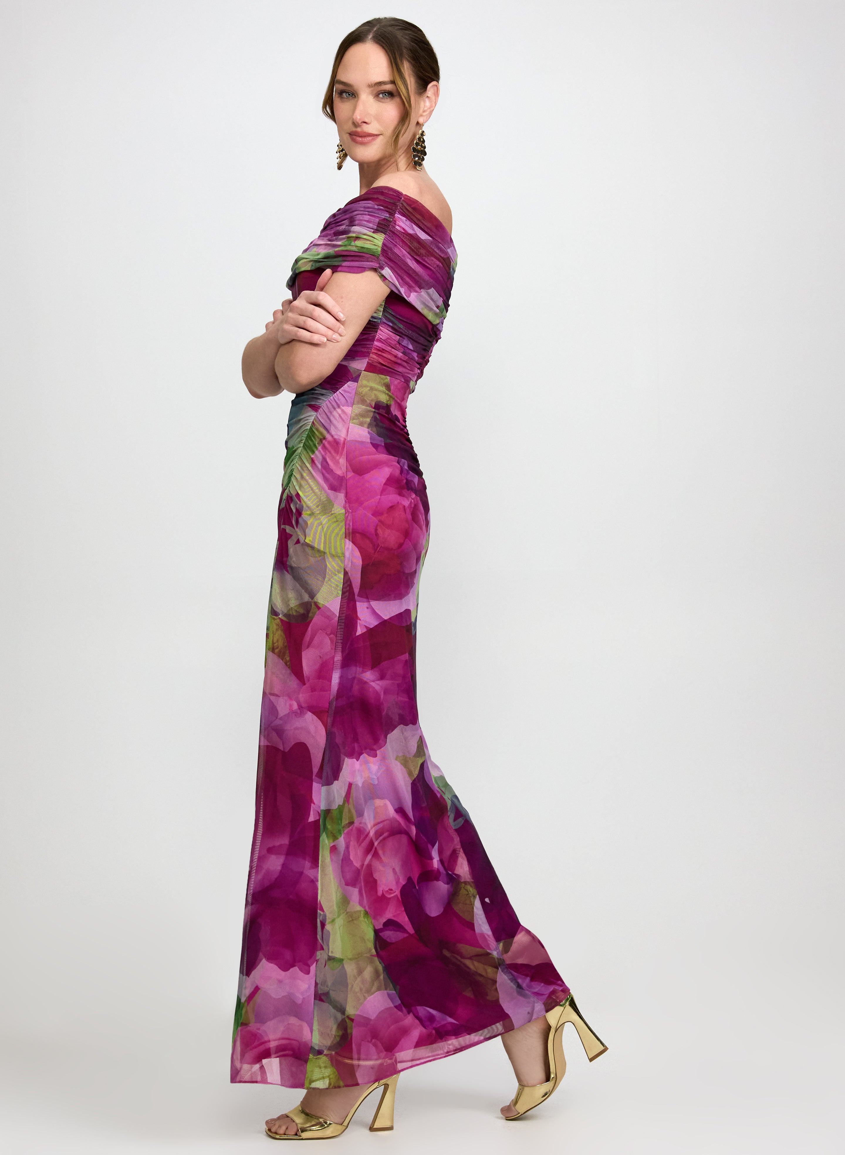 Rylee | Off-Shoulder Floral Mesh Dress