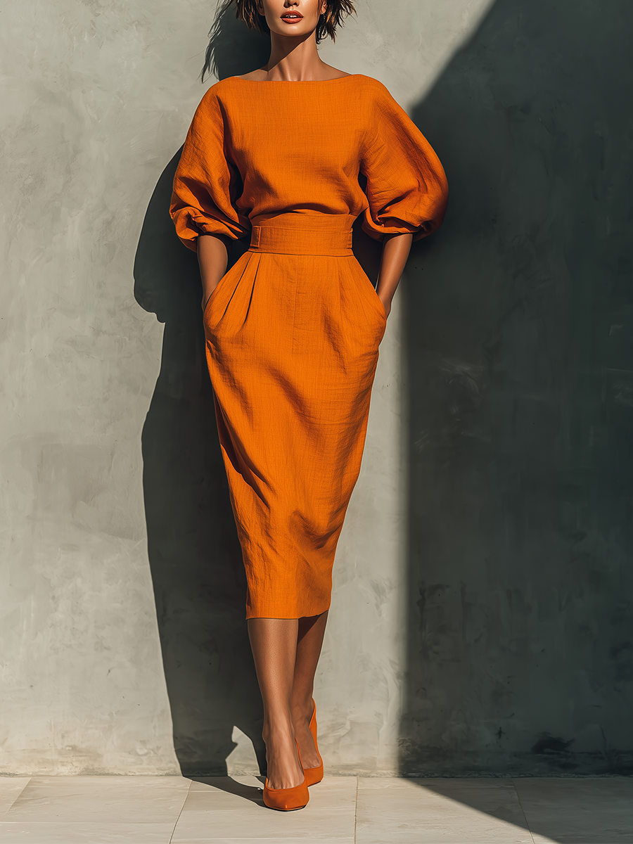 Lucia | Two-Piece Top & Midi Skirt Set