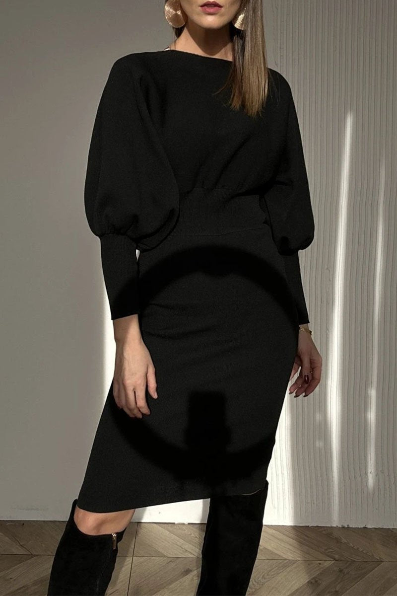 Vivienne | Balloon Sleeve Elegant Midi Dress