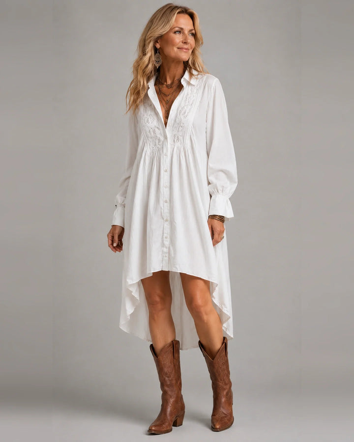 Calissa | Lace Eyelet Mini Shirt Dress